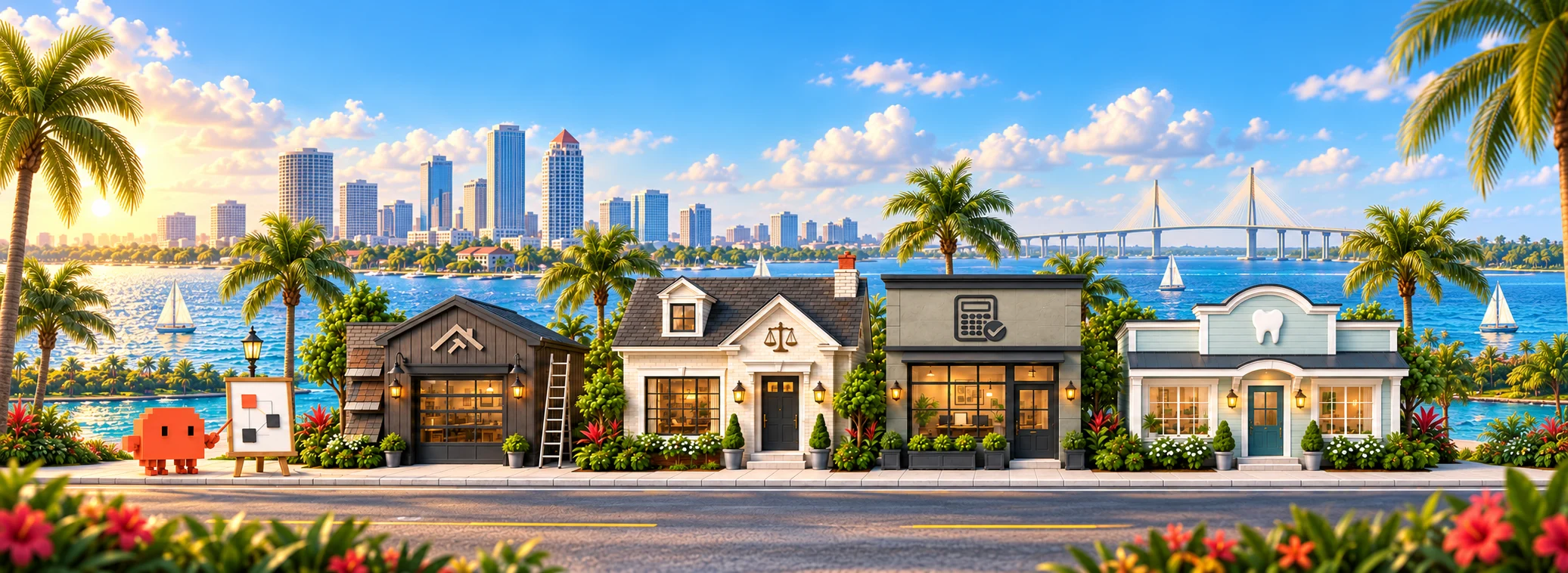 Tampa Bay small businesses along the waterfront skyline
