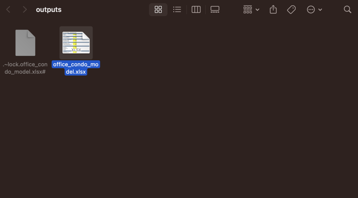 Generated office condo model saved in the local outputs folder